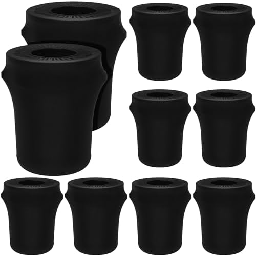 Tanlade 10 Pcs 32 Gallon Stretch Spandex Trash Can Covers Round, Black by Tanlade