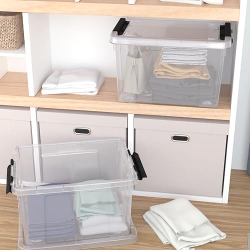 24 Quart Plastic Clear Storage Box with Wheel, 4-Pack Bin with Lid - Image 4