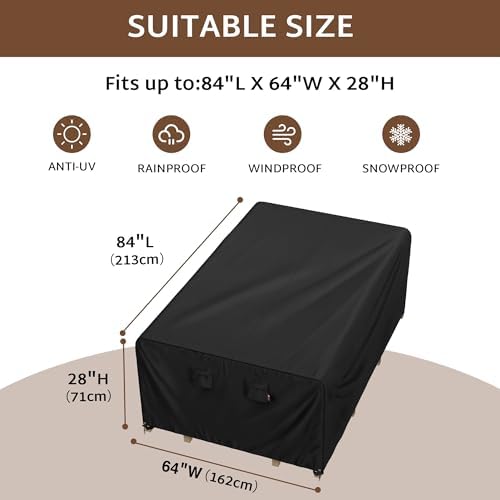 iBirdie Outdoor Table Patio Furniture Cover 84 x 64 inch, Waterproof - Image 2