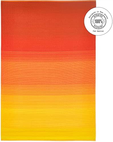 Fab Habitat Outdoor Rug - Waterproof, Fade Resistant, Crease-Free - Premium Recycled Plastic - Ombre Stripe- Porch, Deck, Balcony, Mudroom, Laundry Room, Patio - Big Sur - Sunset - 3 x 5 ft - Image 3