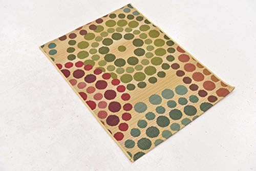 Unique Loom Outdoor Modern Collection Area Rug - Spark (2' 2" x 3' 1" Rectangle, Beige/ Burgundy) - Image 3