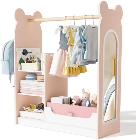 BlueWood Dress Up Storage Kids Wardrobe with Mirror, Costume Closet by BlueWood