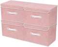 ANMINY Fabric Storage Box Bins with Lids, Rose Print, Pink, 4PCS Medium by ANMINY