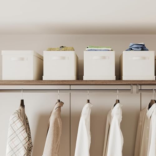 Jumbo Fabric Storage Bins with Lids 19.7*13.8*12.2 in, 2-Pack Storage Baskets for Closet, Large Linen Organizers and Storage Bins for Bedroom, Collapsible Baskets and Bins with Handles, Off White - Image 5