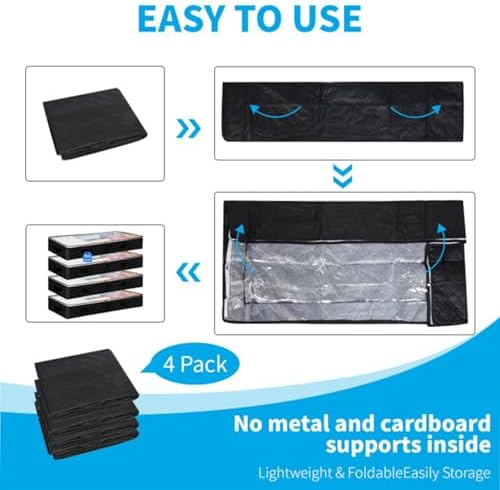 6 Pack Under bed Storage Containers, 90L Large Capacity Bedroom Closet Organizers and Storage Bins Foldable Underbed Storage Bags for Clothes, Blanket, Towels, Comforter, Sweaters, Linen Sheet Black - Image 6