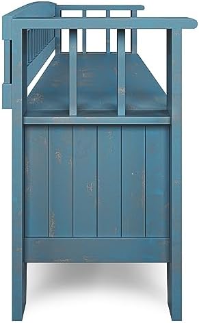 SIMPLIHOME Acadian 48" Wide Solid Wood Storage Bench in Coastal Blue - Image 6