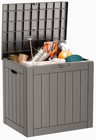 Vixzen 35 Gallon Deck Boxes Outdoor Waterproof, Lockable Resin Storage Box with lid for Furniture Cushions, Weatherproof Containers Outside Storage Boxes for Garden Patio Pool Tools(Black, 35 Gallon) by Vixzen