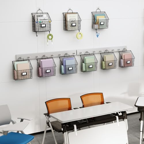 4 Packs Hanging Wall File Organizer with Hooks, Magazine Rack ,Mail Basket - Image 3