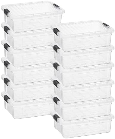 Superio 7.4 Quart Clear Plastic Storage Bin with Lid, Stackable Organizer Box, BPA-Free Storage Container for Home, Garage, School & Office, 12 Pack by Superio