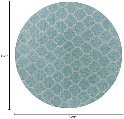 Unique Loom Outdoor Trellis Collection Area Rug - Trellis (Round 10' 8" x 10' 8", Aquamarine/ Gray) - Image 2
