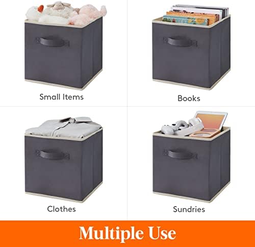Lifewit Storage Cubes, Foldable Decorative Fabric Storage Baskets for Organizing Home Organizers with Handles for Shelves, Closet, 11 Inch Bins, 18L Gray, 12 Packs - Image 4