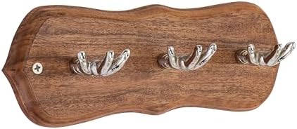 Rustic Wall Mounted Coat Rack with 3 Polished Nickel Hand-Shaped Hooks – Solid Wood Base, Entryway Hook Rail for Hats, Keys, and Bags – Farmhouse Style Organizer for Home & Mudroom by TheWoodburyLane
