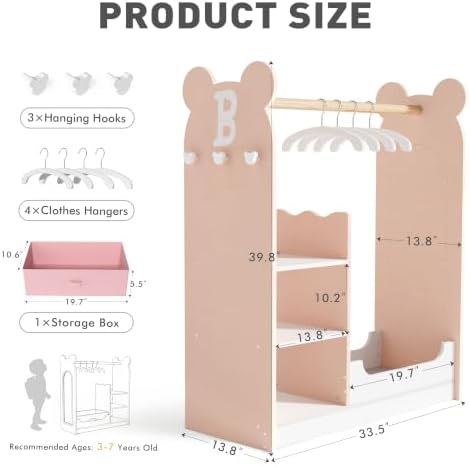 BlueWood Dress Up Storage Kids Wardrobe with Mirror, Costume Closet - Image 2