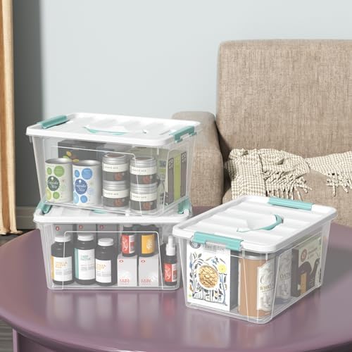 6-Pack 14 Quart Storage Latch Box/Bins, Stackable Box with Handle - Image 6