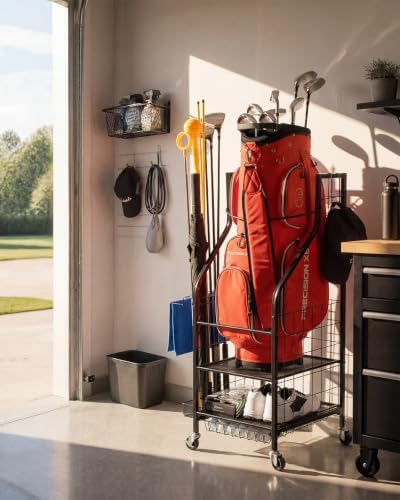 FHXZH Golf Bag Storage Garage Organizer - Golf Bag Stand with Wheels - Image 2