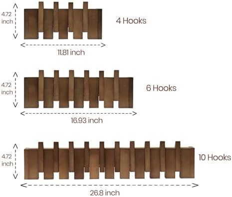 26.8" Wooden Piano Key Coat Rack Wall Mounted, 10 Hooks Natural Walnut Wall Coat Rack, Wall Mounted Coat Rack for Hanging Coats/Hats/Keys/Towels/Bags - Image 3