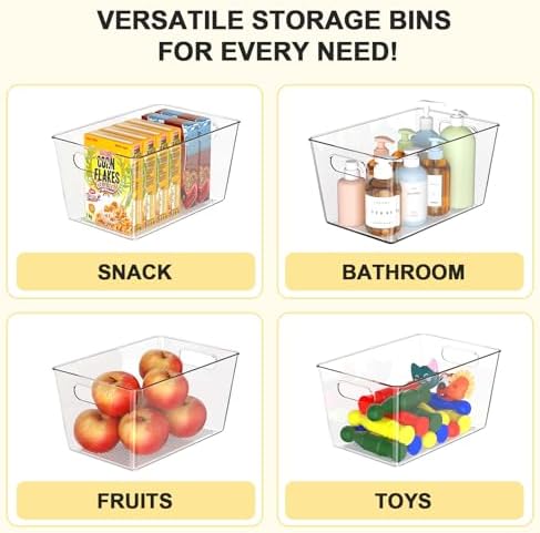 8 Pack Large Clear Plastic Storage Bins, Kitchen &Pantry Organizer - Image 5