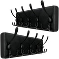 WEBI Rustic Coat Rack Wall Mount,Wood Coat Hooks Wall Mounted Coat Hanger,16" Hole to Hole,Hook Rack Rail,5 Triple Hooks for Hanging Coats,Hats,Jacket,Clothes,Entryway,Black,2 Packs by WEBI