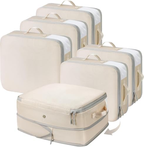 DIMJ Clothes Storage Bag 6 Pack, 19L Compression Storage Bags for Blanket, Sweater, Jacket, Closet, Sheet Storage Organizer with Window Handle, Compression Packing Cubes Space Saver Bags with Zipper by DiMJ