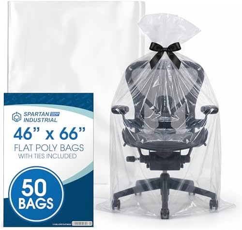 46x66 Open End Extra Large Storage Bags (50 Count) - 50 Black Ties Included by SpartanIndustrial