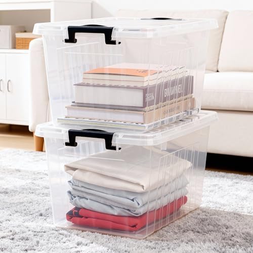 Citylife 22 Quart Clear Plastic Storage Bins with Lids 2-Pack - Image 2