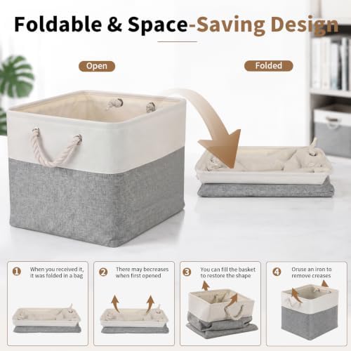 13×15×13 Inch Foldable Fabric Storage Basket with Handles - Image 4