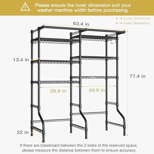 Ulif U13 Over Washer and Dryer Storage Shelves, Laundry Room Standing Shelf - Image 3