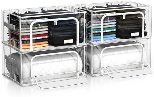 Sorbus Clear Foldable Storage Bins with Metal Frame (Small, 4 Pack) by Sorbus