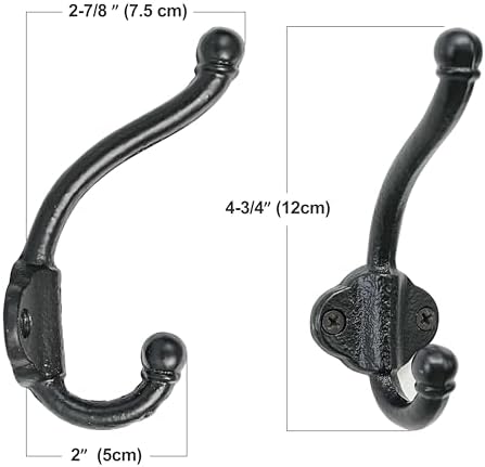 Dseap Cast Iron Wall Hooks L=5”, Heavy Duty Coat Hooks, Rustic Vintage Farmhouse Hook for Hanging Winter Coats Jackets Towels Hats Bags Plants, Mint Green, Pack of 10 (VintageBold) - Image 3
