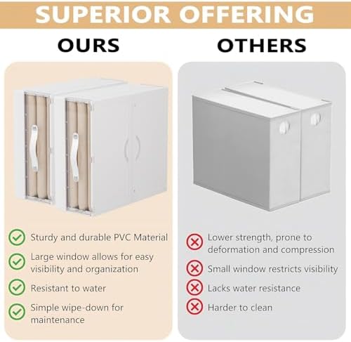 GUDEMAY Bed Sheet Organizers and Storage Plastic, 4 pcs Foldable Closet Organizer with Handle, Bedding Storage Box Container for Blanket, Duvet Cover Set, Bed Sheet Set, White - Image 2