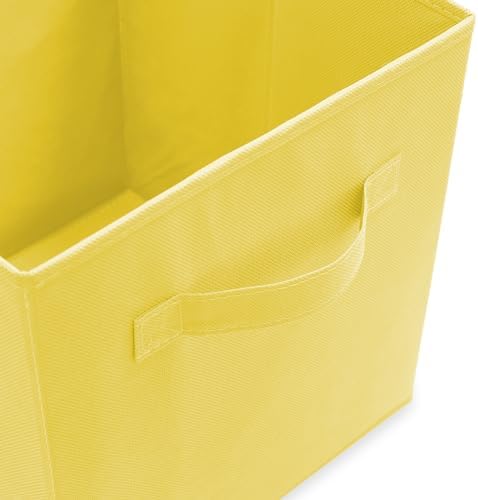 Casafield Set of 12 Collapsible Fabric Cube Storage Bins, Yellow - 11" Foldable Cloth Baskets for Shelves, Cubby Organizers & More - Image 3