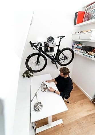 Stasdock Wall Bike Rack | Bike Storage Wall Mount System | For Race Bicycles (Silver Metallic) and Mountain Bikes | Bike Shelf | Indoor bike wall bracket | Stores helmet and shoes | Home and Garage - Image 5