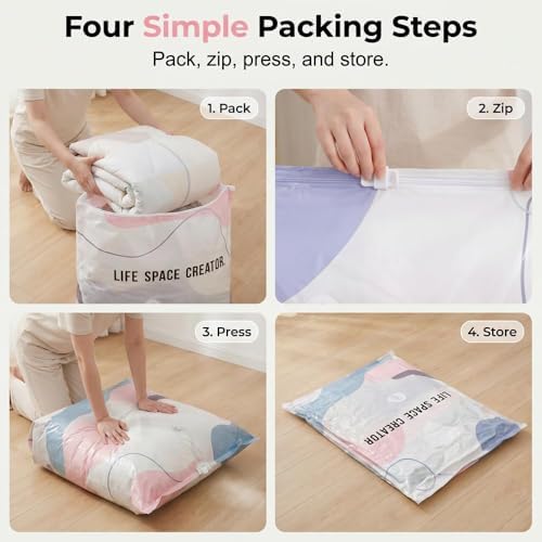 No Pump Vacuum Storage Bags, No Pump Large Vacuum Storage Compression Bags, Thick Airtight Reusable Organizer for Clothes Comforters Travel Moving Closet Storage，5：31.5 * 39.4in - Image 2