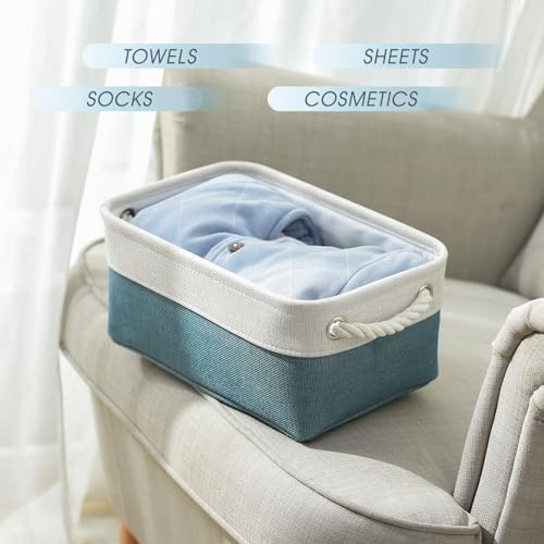 TcaFmac Organization and Storage Basket for Gifts Empty - 12x8x5.2 inch Small 6 Pack Collapsible Storage Basket for Organizing, Fabric Storage Bins for Toy Books Shelves(White & Green) - Image 3
