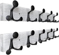 SKOLOO 24-Inch Wood Coat Rack Wall Mount with 5 Triple Hooks - Ideal for Family Entrances, Classrooms, and Pet Supplies Storage - Perfect Coat Hooks for Wall,Distressed White Wash, Pack of 2 by SKOLOO