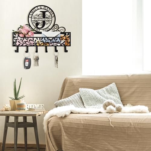 Personalized Metal Family Name Key and Mail Holder, Wall Mount Entryway Organizer with Hooks, Custom Key Rack for Kitchen, Bathroom, and Home Storage - Image 6