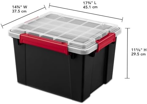 Sterilite 8 Pack Gasket Box, Stackable Plastic 8.5 Gallon Storage Container with Lids, Black - Waterproof and Dustproof Tote for Home Organization - Image 4