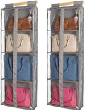 Silkfly 2 Pack Hanging Purse Organizer with Zipper for Closet Handbag Storage PVC Mesh Shelves with 4 Pockets for Bedroom Door Wardrobe Shelf Rack Space Saving(Brown) by Silkfly
