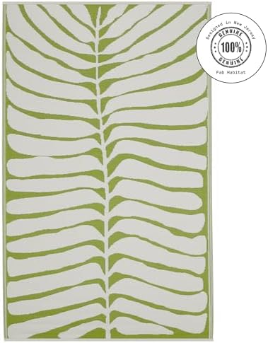 Fab Habitat Outdoor Rug - Waterproof, Fade Resistant, Crease-Free - Premium Recycled Plastic - Tropical Leaf Botanical - Patio Porch Balcony Deck - Hilo - Green - 8 x 10 ft - Image 3