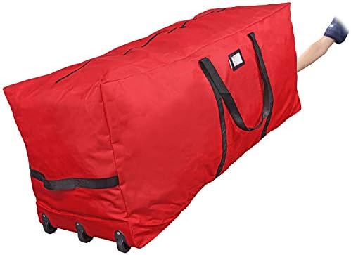 ProPik Christmas Rolling Tree Storage Bag, Fits Up to 9 Ft Tall Disassembled Trees, 28" X 16.5" X 60", Extra Large Heavy Duty Storage Container with Wheels & Handles, 600D Oxford (Red) - Image 5