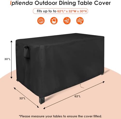 Outdoor Dining Table Cover Waterproof -63"L x 32"W x 30"H - Image 2