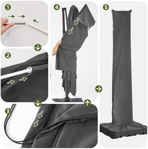 Patio Cantilever Umbrella Outdoor Waterproof Cover with Zippe - Image 4