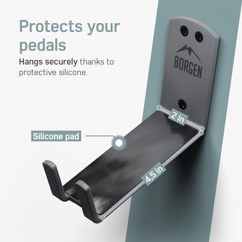 Borgen Wall Mount Pedal Hook for E-Bike & MTB - Grey - Set of 3 - Image 5