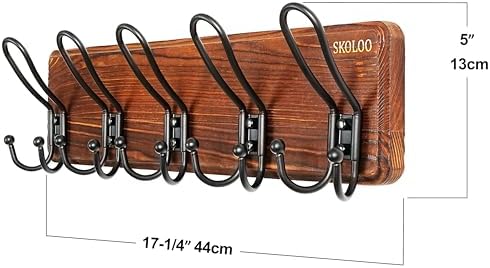 SKOLOO Sturdy Coat Rack Wall Mount with 5 Triple Hangers - Ideal for Heavy Bags, Jackets, and Coats - No Assembly Required - Durable Iron Design - Perfect for Porche, Mudroom, and Entrance, Pack of 2 - Image 6