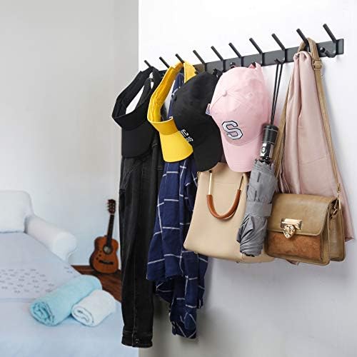 WEBI Coat Rack Wall Mounted,10 Hooks for Hanging Coats,30 Inch Hook Rack Hook Rail Coat Hanger Wall Mount for Backpack,Clothes,Jacket,Black,2 Packs - Image 3