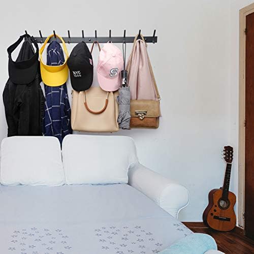 WEBI Coat Rack Wall Mounted,8 Coat Hooks for Hanging Coats,24" Heavy Duty Metal Double Hook Rack Rail Coat Hanger Wall Mount for Clothes Entryway Jacket,Black - Image 4