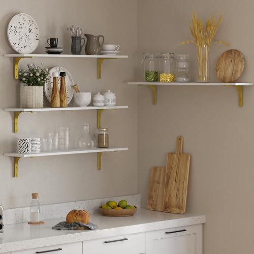 DINZI LVJ Long Wall Shelves, 39.4Inch Wooden Wall Mounted Shelves, Set of 4 - Image 7