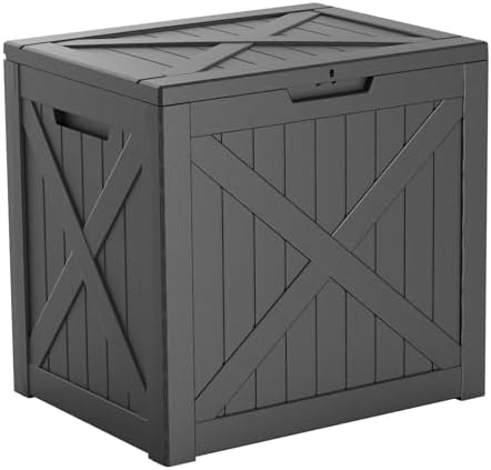 Vixzen 32 Gallon Deck Boxes Outdoor Waterproof, Lockable Outdoor Storage Bench for Patio Cushions, Garden Tools, Pool Supplies (Black, 32 Gallon) by Vixzen
