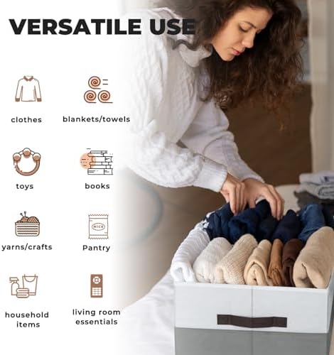 Criusia 6 Pack Clothes Bins for Organization - 16x12 Extra Large Storage Baskets for Shelves Closet Bedroom - Toy Storage Organizer Bins Boxes Cubes for Nursery - RV Apartment Essentials - Image 6
