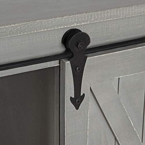 Kate and Laurel Cates Decorative Farmhouse Cabinet Wall Organizer with Sliding Barn Door and 3 Knobs, 18 x 8 x 20, Gray, Shabby-Chic Farmhouse-Inspired Mail and Key Holder for Wall - Image 6